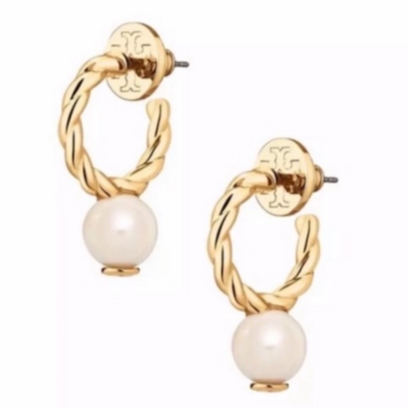 Tory Burch Jewelry - TORY BURCH • Rope Logo Bead Hoop Earrings